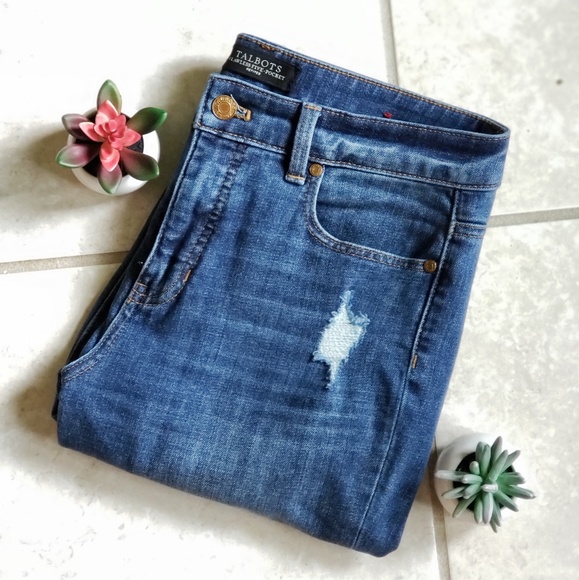 Talbots Denim - Talbots Slim Straight High waisted distressed jean